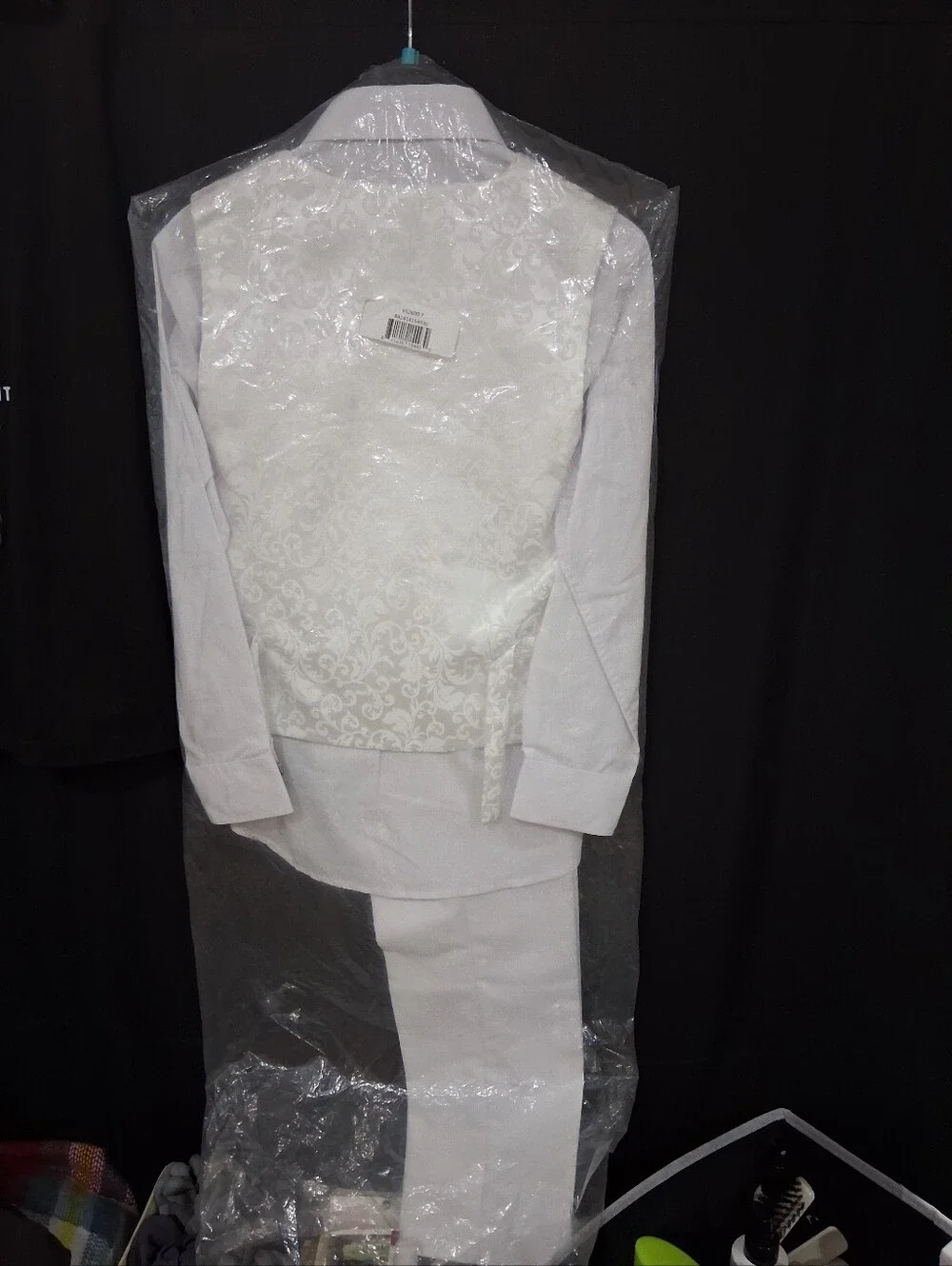 Classic White Brocade Vest & Tie Set for Men - Formalwear